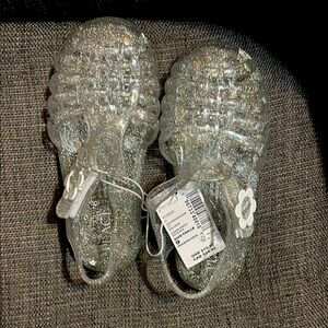 The Children’s Place Sparkly Silver Kids Jelly Shoes Toddler Size 9 NWT